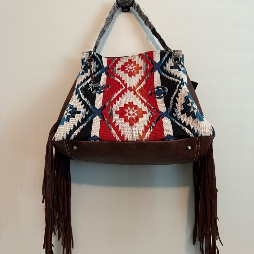 Angel Ranch Bohemian Concealed Carry Fringe Tote Bag - Multicolor